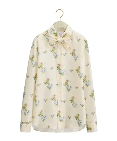 Dior Blouse With Removable Bow Tie In White