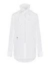 Dior Blouse With Removable Ruffled Collar In Cotton Poplin In Gray