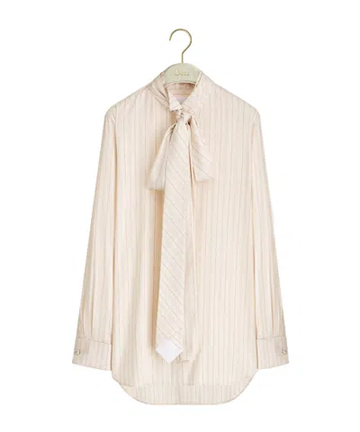 Dior Blouse With Tie-effect Neckline In Neutral
