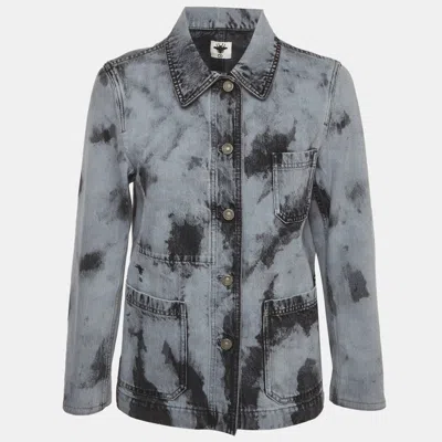 Pre-owned Dior Blue & Black Washed Denim Chore Jacket M