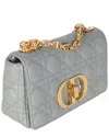 Dior Blue & Gray Calfskin Small Caro Chain Bag (authentic Pre-loved) In Gray