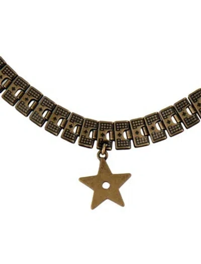 Pre-owned Dior Blue Bohémienne Star Chain Choker Necklace, 15" In Multi