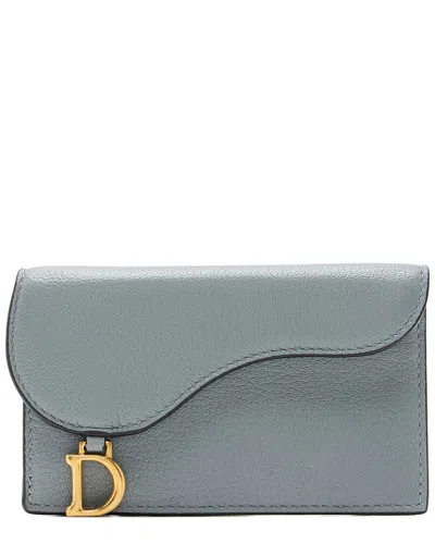 Pre-owned Dior Blue Calfskin Cosmos Zipped Card Holder (authentic Pre-loved)