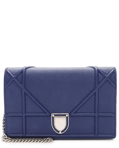 Dior Blue Calfskin Ama Wallet On Chain (authentic Pre-loved)