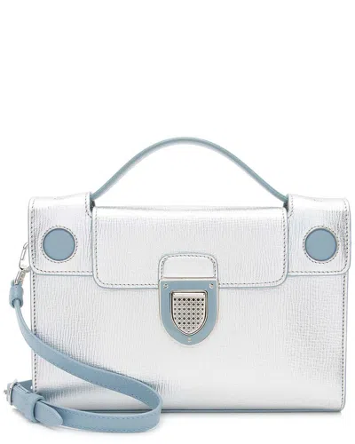 DIOR DIOR BLUE CALFSKIN METALLIC DIOREVER TOP HANDLE (AUTHENTIC PRE-LOVED)