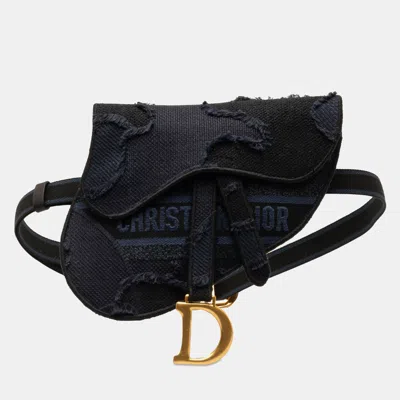 Pre-owned Dior Blue Camouflage Saddle Belt Bag