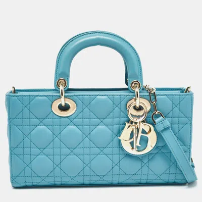 Pre-owned Dior Blue Cannage Leather Medium D-joy Tote