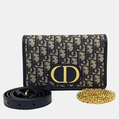 Pre-owned Dior Blue Canvas 30 Montaigne Two-in-one Pouch Bag