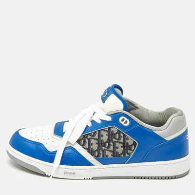 Pre-owned Dior Blue Canvas And Leather B27 Lace Up Sneakers Size 46