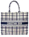 Dior Blue Canvas Embroidered Large Check'n' Book Tote (authentic Pre-  Loved)