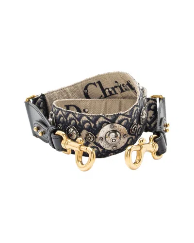 Dior Blue Canvas, Embroidery, Leather Studded Shoulder Strap (authentic Pre-  Loved) In Multi