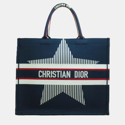 Pre-owned Dior Blue Canvas Large Book Tote Bag