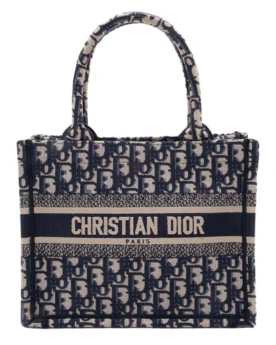Pre-owned Dior Blue Canvas Oblique Small Book Tote (authentic Pre-loved)