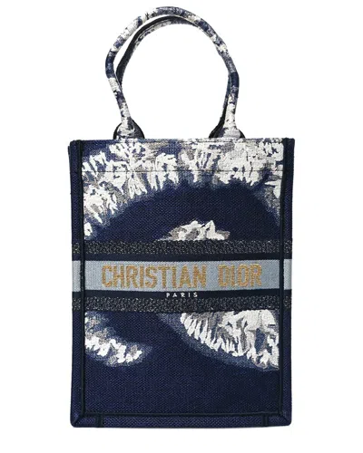 Dior Blue Canvas Tie-dye Vertical Book Tote (authentic Pre-loved)