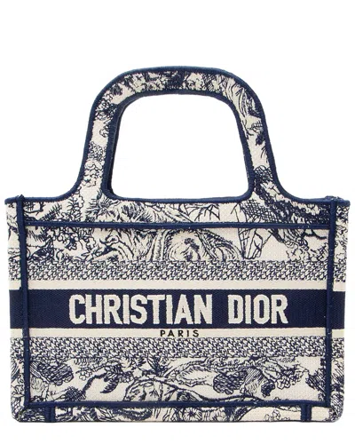 Pre-owned Dior Blue Canvas Toile De Jouy Mini Book Tote (authentic Pre-loved)