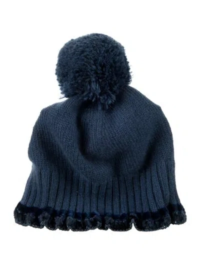 Pre-owned Dior Kids' Blue Cashmere Beanie