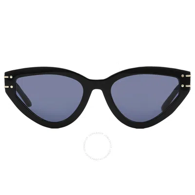 Dior Blue Cat Eye Ladies Sunglasses Signature B2u Cd40066u 01v 53 In Black