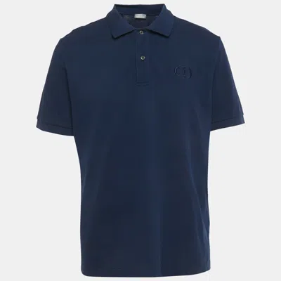 Pre-owned Dior Blue Cd Embroidered Pique Polo T-shirt Xxxl