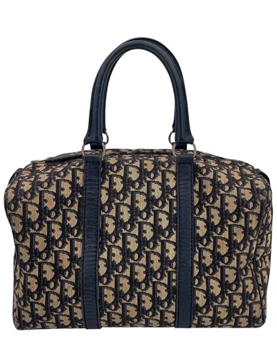 Dior Blue Cotton Handbag Issimo (authentic Pre-loved) In Brown