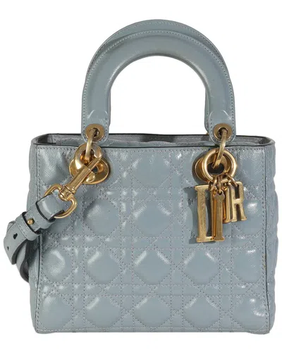 DIOR DIOR BLUE CRINKLED PATENT LEATHER CANNAGE SMALL MY ABCDIOR LADY DIOR  (AUTHENTIC PRE-LOVED)