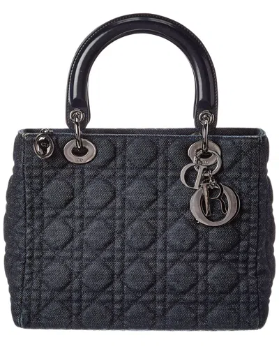 Dior Blue Denim Medium Lady  (authentic Pre-loved) In Black