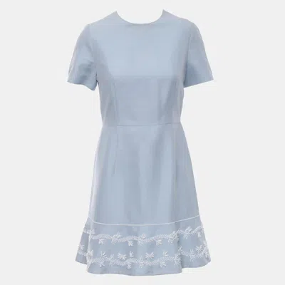 Pre-owned Dior Blue Embellished Hem Dress