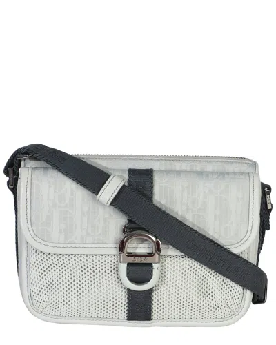 Dior Blue Fabric Light Oblique Jacquard  8 Pouch With Strap (authentic Pre-loved) In Multi