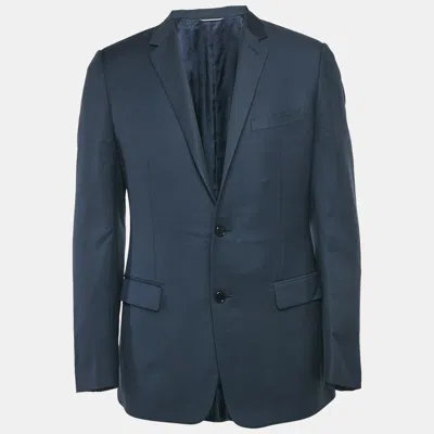 Pre-owned Dior Blue Gabardine Regular Fit Blazer L