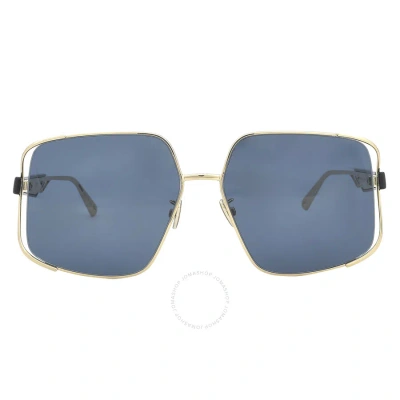 Dior Blue Irregular Ladies Sunglasses Cd40037u 10v 61 In Blue / Gold