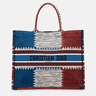 Pre-owned Dior Blue Large Canvas French Flag Book Tote