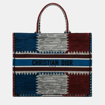 Pre-owned Dior Blue Large French Flag Book Tote