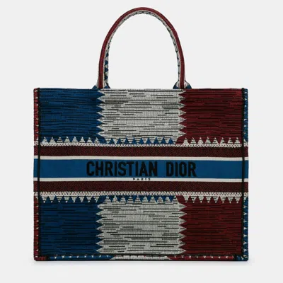Pre-owned Dior Blue Large French Flag Book Tote