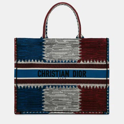 Pre-owned Dior Blue Large French Flag Book Tote