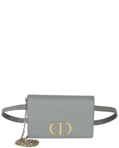 Pre-owned Dior Blue Leather 30 Montaigne 2-in-1 Pouch (authentic Pre-loved)