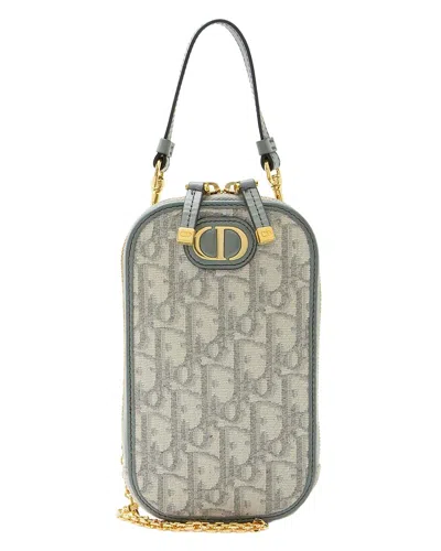 Dior Blue Leather Oblique 30 Montaigne Call'in  Phone Holder (authentic  Pre-loved) In Gray
