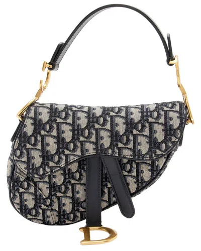 Dior Blue Leather Oblique Saddle Mini Bag (authentic Pre-loved) In Multi