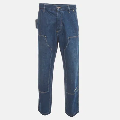 Pre-owned Dior Blue Logo Embroidered Denim Carpenter Jeans L /waist 35"