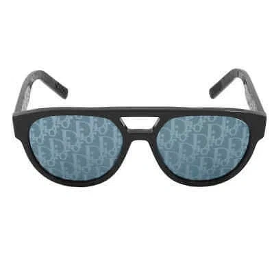 Pre-owned Dior Blue Logo Mirror Pilot Men's Sunglasses B23 R1i 10b8 Dm40054 01x 54