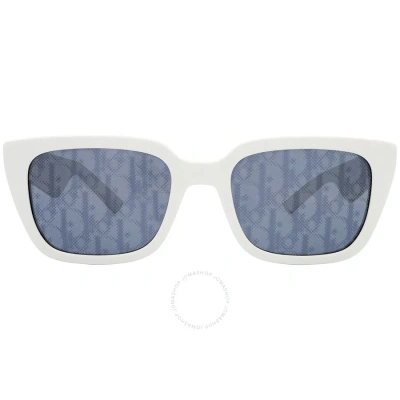 Dior Blue Logo Square Men's Sunglasses  B27 S2i 50b8 55 In Blue / White