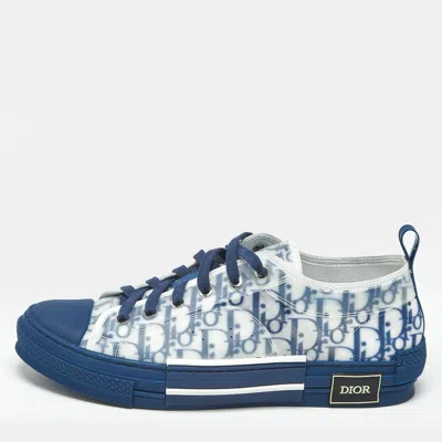 Pre-owned Dior Blue Mesh And Pvc B23 Lace Up Sneakers Size 45