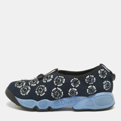 Pre-owned Dior Blue Mesh Fusion Slip On Sneakers Size 34.5