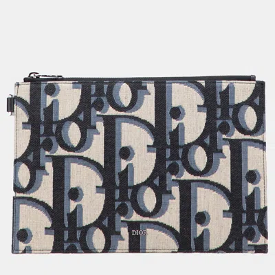 Pre-owned Dior Blue Oblique A5 Clutch