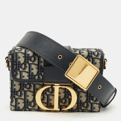 Pre-owned Dior Blue Oblique Canvas 30 Montaigne Box Bag