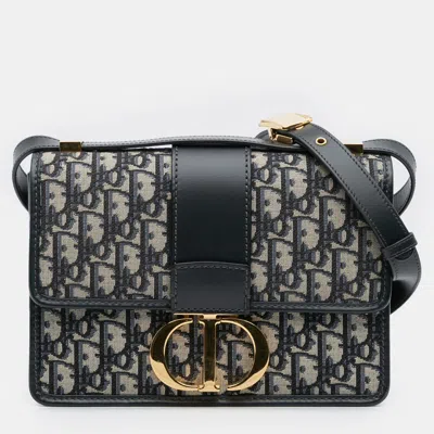 Pre-owned Dior Blue Oblique Canvas 30 Montaigne Flap