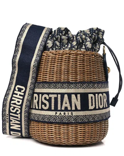 Dior Blue Oblique Canvas Drawstring Bucket Bag (authentic Pre-loved)