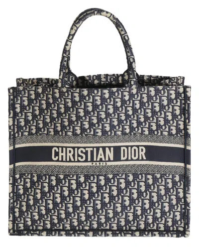 Dior Blue Oblique Canvas Large Book Tote (authentic Pre-loved) In Black