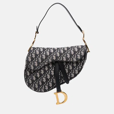 Pre-owned Dior Blue Oblique Canvas Saddle Bag