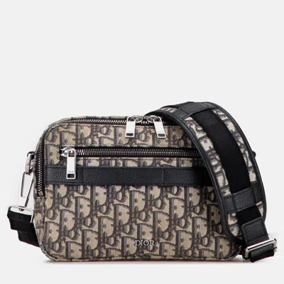 Pre-owned Dior Blue Oblique Canvas Safari Crossbody