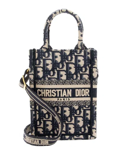 Dior Blue Oblique Canvas Vertical Book Tote (authentic Pre-loved)