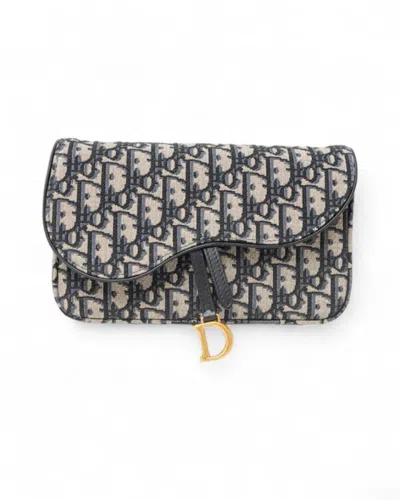 Dior Blue Oblique Saddle Jacquard Clutch Bag